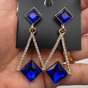 Elegant Blue and Gold Drop Earrings